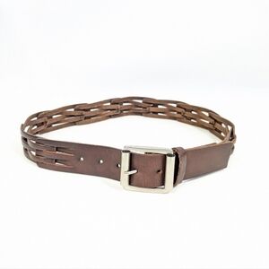 Olga Santini Vintage Brown Belt Women Medium Woven Leather Y2K fashion